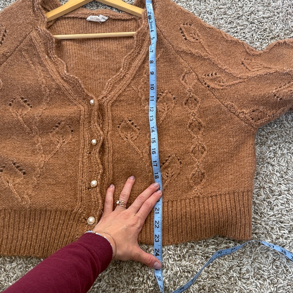Love Riche Button Down Knit Sweater Embellished Brown size Large - Picture 11 of 11